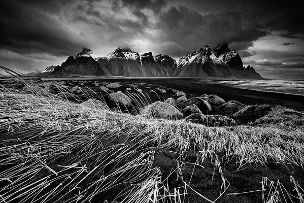 Iceland Poster featuring the photograph Stokksnes Dunes And Mountains by Trevor Cole