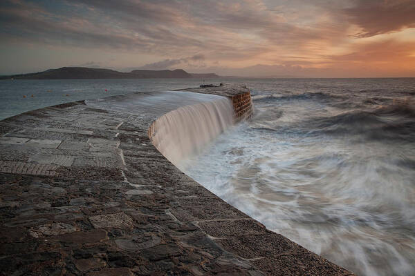 Jurassic Coast World Heritage Site Poster featuring the photograph Stormy Seas At The Cobb by Antonyspencer