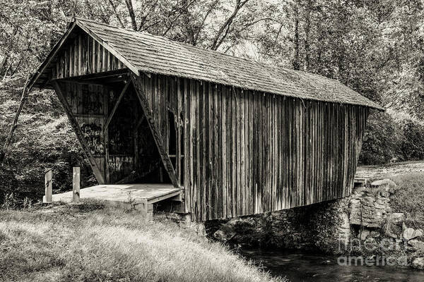 Stovall Mill Covered Bridge Poster featuring the photograph Stovall Mill Covered Bridge and Chickamauga Creek 3 by Bob Phillips