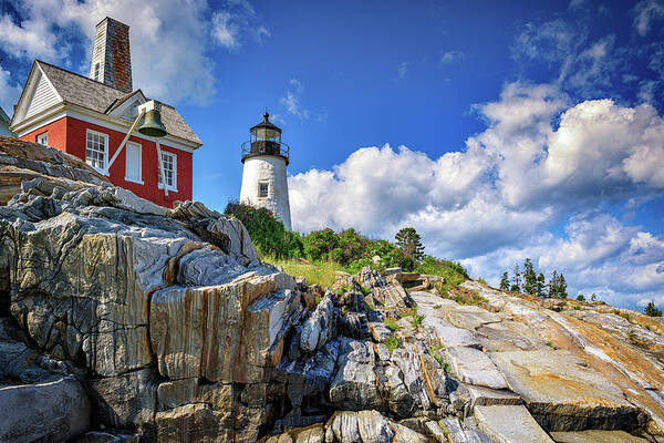 Sunny Poster featuring the photograph Summer Day at Pemaquid Point by Rick Berk