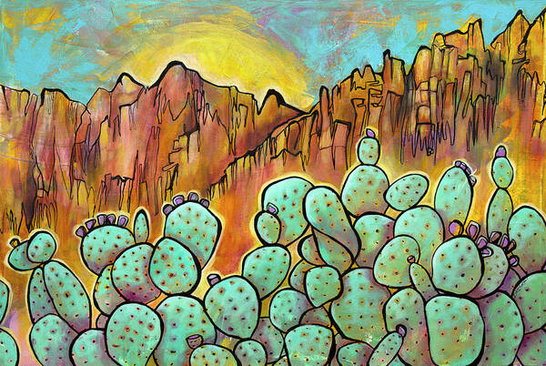 Desert Landscape Poster featuring the painting Sun Serenade by Darcy Lee Saxton