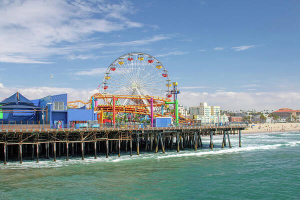 Santa Monica Poster featuring the photograph Sunny Day On The Santa Monica Pier by Kristia Adams