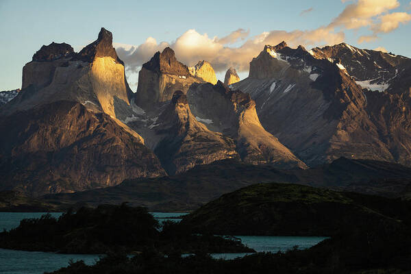 Chile Poster featuring the photograph Sunrise at Los Curenos in Torres del Paine National Park, Chile by Kamran Ali
