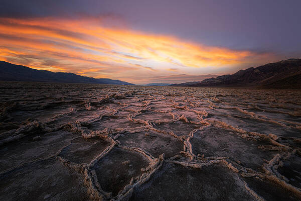 Sunset Poster featuring the photograph Sunset At Badwater Basin by John-mei Zhong