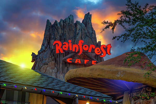 Rainforest Cafe Poster featuring the photograph Sunset at the Rainforest Cafe by Mark Andrew Thomas