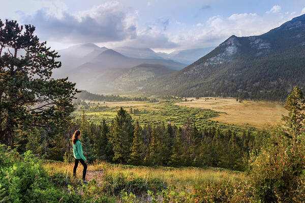 Horseshoe Park Poster featuring the photograph Sunset in the Rockies by James Woody