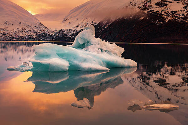 Alaska Poster featuring the photograph Portage Glacier Sunset by Scott Slone