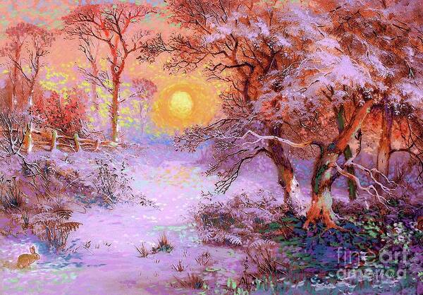 Tree Poster featuring the painting Sunset Snow by Jane Small
