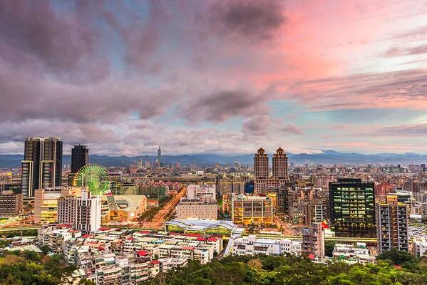 Landscape Poster featuring the photograph Taipei, Taiwan City Skyline by Sean Pavone