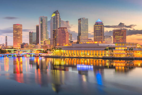 Landscape Poster featuring the photograph Tampa, Florida, Usa Downtown Skyline by Sean Pavone