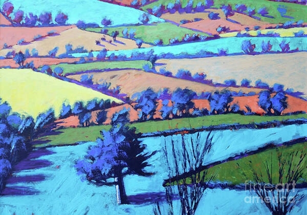 Blue Poster featuring the painting Teme Valley summer II close up by Paul Powis