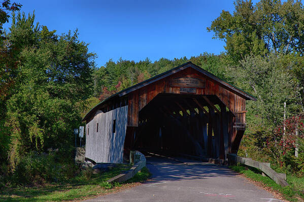 Autumn Foliage New England Poster featuring the photograph The Cambridge Junction Covered bridge by Jeff Folger
