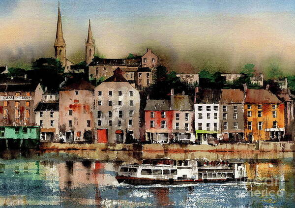 Ireland Poster featuring the painting The Galley off New Ross, Wexford by Val Byrne