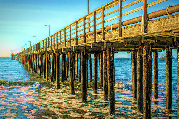 Barbara Snyder Poster featuring the painting The Pier At Avila Beach California by Barbara Snyder