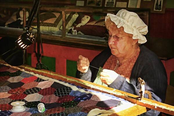 18th Century Poster featuring the mixed media The quilt maker by Tatiana Travelways