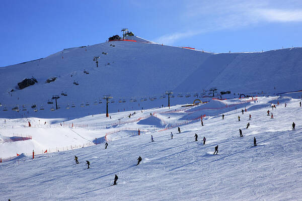 Skiing Poster featuring the photograph The Ski Area Near Canazei by Maremagnum