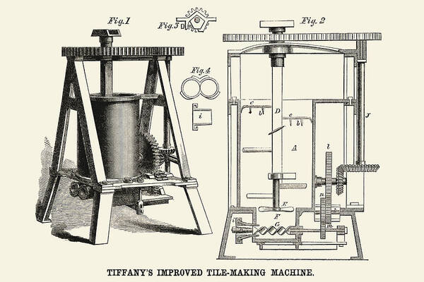 Tile Poster featuring the painting Tiffany's Improved Tile Making Machine by Unknown