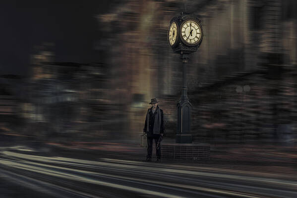 Clock Poster featuring the photograph Time Traveler by Kiki Yuan