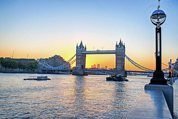 London Poster featuring the photograph Tower Bridge at Sunset London UK United Kingdom England by Toby McGuire