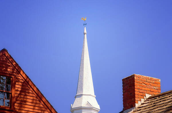 Clear Sky Poster featuring the photograph Traditional Church Steeple by Joseph Devenney
