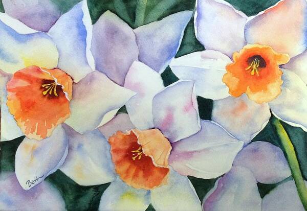 Daffodil Poster featuring the painting Trio of White by Beth Fontenot
