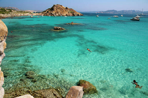Scenics Poster featuring the photograph Turquoise Sea And Boats At La Maddalena by Vito elefante