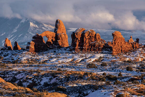 Arches National Park Poster featuring the photograph Turret Arch Winter Sunset by Dan Norris