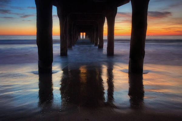 Beach Poster featuring the photograph Under Manhattan Beach Pier by Andy Konieczny