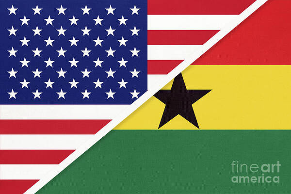 Finance And Economy Poster featuring the digital art Usa Vs Ghana National Flag by Anastasiia guseva
