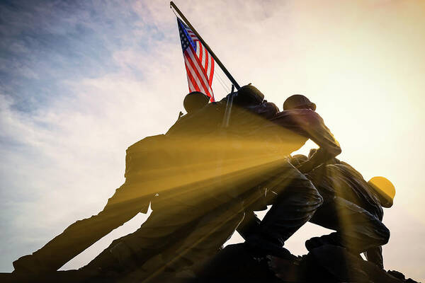 Arlington Poster featuring the photograph USMC War Memorial 3 by Bill Chizek
