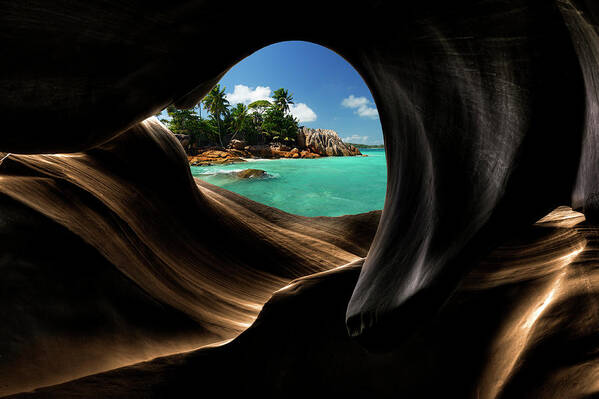 Cave Poster featuring the photograph View From A Cave by Wolfgang steiner