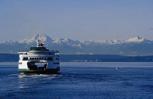 Seascape Poster featuring the photograph Wa State Ferry Nearing Colman, Seattle by Lonely Planet
