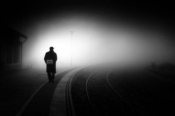 Mystery Poster featuring the photograph Waiting For The Train by Juan Luis Duran