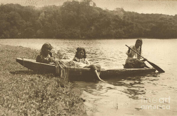 Girl Poster featuring the photograph Waka, Lake Rotoiti, C.1915 by Edward Payton