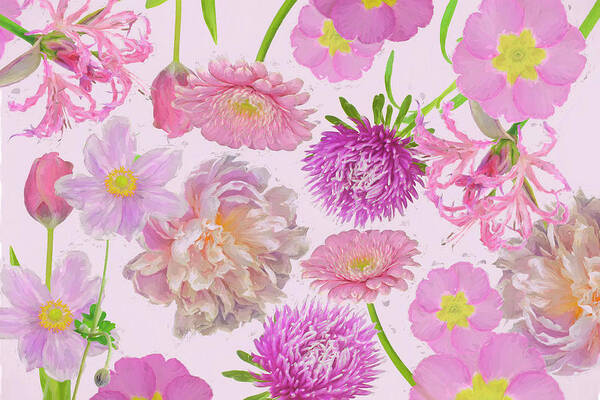 Wall Flowers Violet Poster featuring the photograph Wall Flowers Violet by Cora Niele