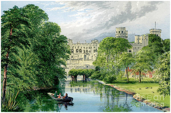 Engraving Poster featuring the drawing Warwick Castle, Warwickshire, Home by Print Collector