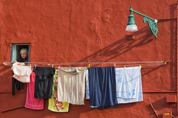Burano Poster featuring the photograph Washing Day by Benjamine Hullot
