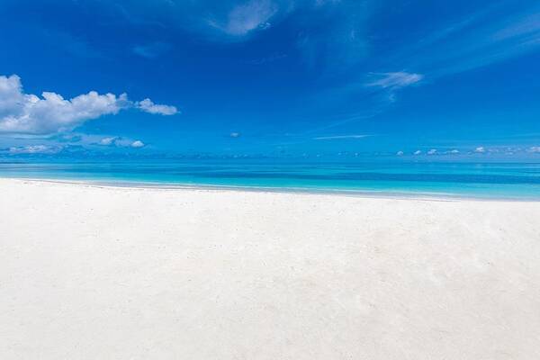 Landscape Poster featuring the photograph White Sand Beach And Blue Sky. Idyllic by Levente Bodo