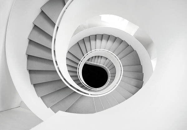 Tranquility Poster featuring the photograph White Spiral Stairs by Roc Canals Photography