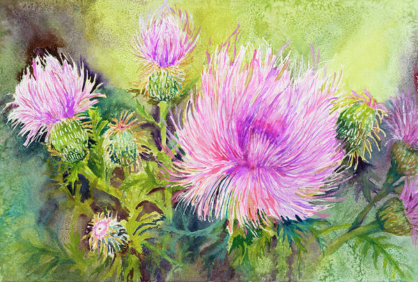 Wild Thistles Poster featuring the painting Wild Thistles by Joanne Porter