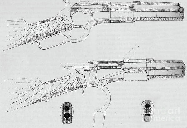 Ammunition Magazine Poster featuring the drawing Winchester Magazine Gun, 1884 by Print Collector