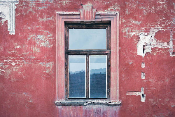 Tranquility Poster featuring the photograph Window, Plaster, Unrenovated Red House by By Dornveek Markkstyrn