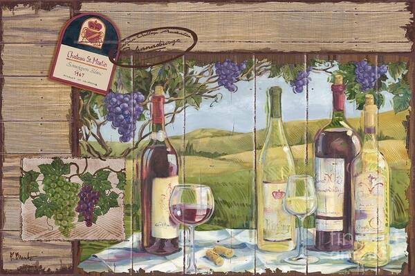 Watercolor Poster featuring the painting Wine Country Collage Horizontal by Paul Brent