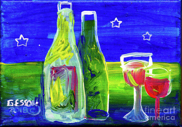 Wine Poster featuring the painting Wine For Two by Genevieve Esson
