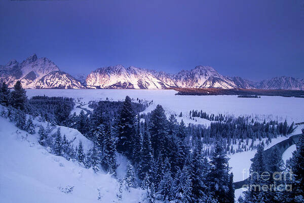 Dave Welling Poster featuring the photograph Winter Sunrise Storm Grand Tetons National Park by Dave Welling
