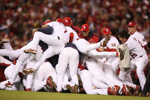 Following Poster featuring the photograph World Series Game 5 St. Louis Cardinals by Rich Pilling