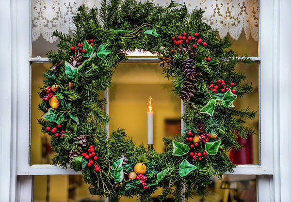 Candle Poster featuring the photograph Wreath 1 by Bill Chizek