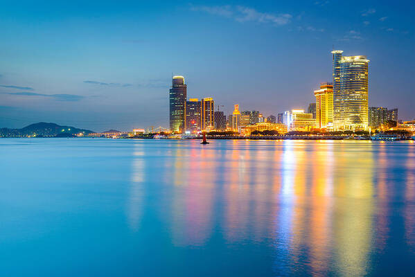 Cityscape Poster featuring the photograph Xiamen, China Skyline Of Amoy Island by Sean Pavone