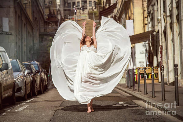 Ballet Dancer Poster featuring the photograph Young Female Dancer In The Streets by Yanis Ourabah
