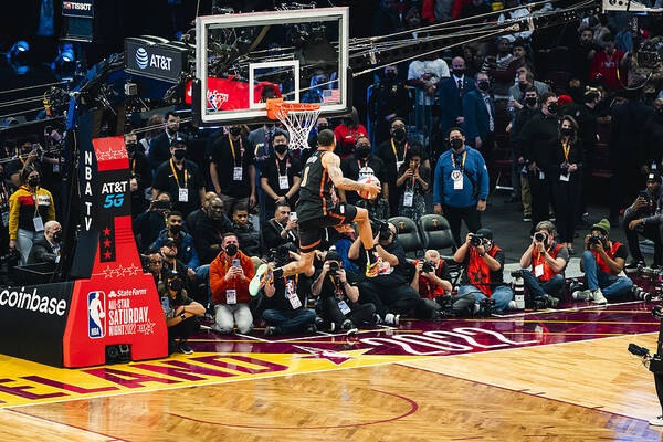 Obi Toppin Poster featuring the photograph 2022 NBA All-Star - AT&T Slam Dunk #1 by Evan Yu